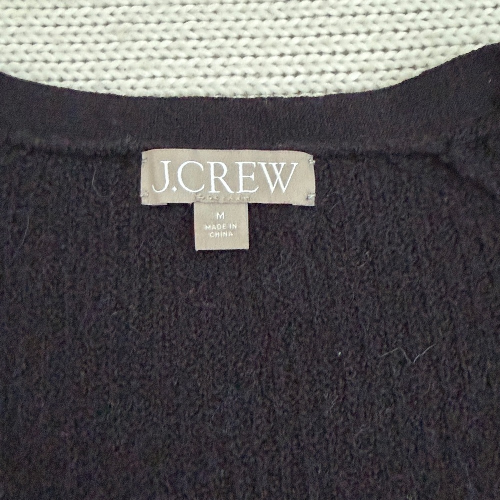 J Crew Merino Wool/Alpaca Tank and Cardigan Sweater Set Black Size Medium - Picture 2 of 13